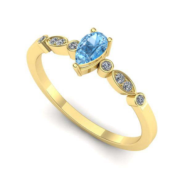 Inel de logodna din aur galben cu topaz blue
