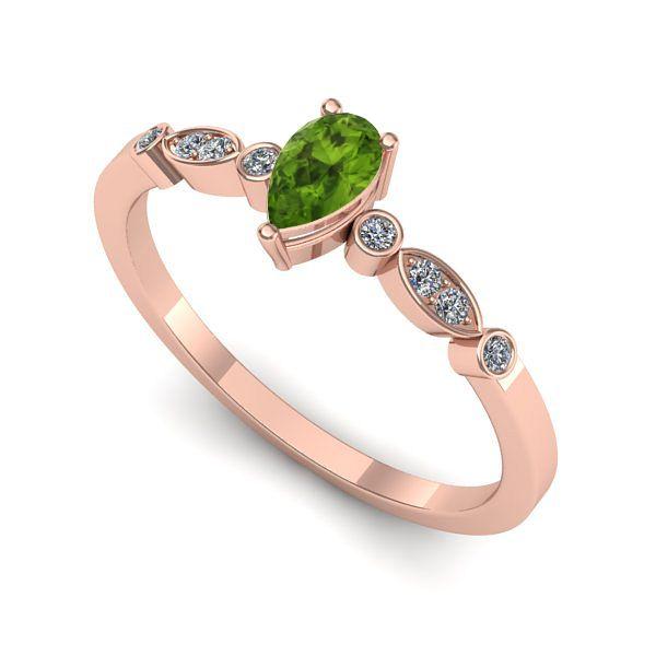 Inel din aur roz cu peridot