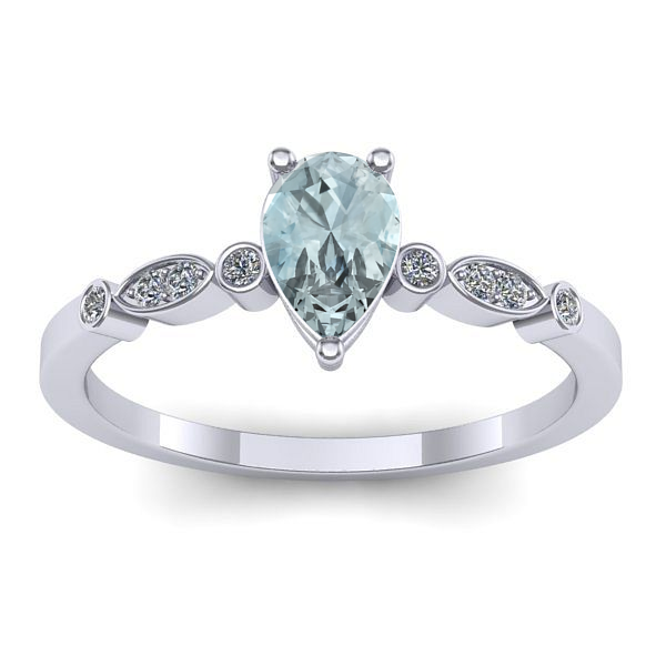Inel de logodna cu aquamarin lacrima