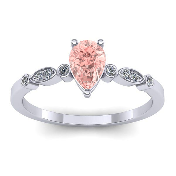 Inel cu diamant de laborator roz lacrima