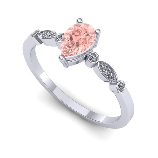 Inel logodna din aur alb cu diamant de laborator roz