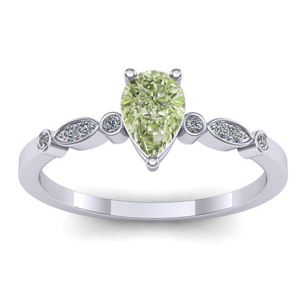 Inel de logodna cu diamant de laborator verde lacrima