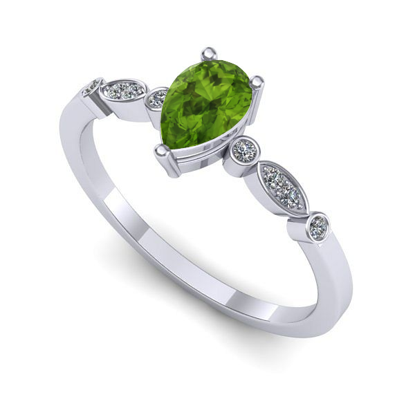 Inel logodna din aur alb cu peridot