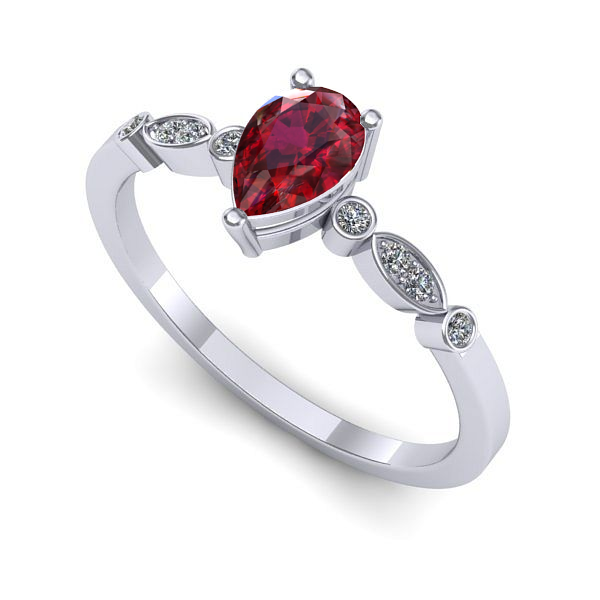 Inel din aur alb cu rubin