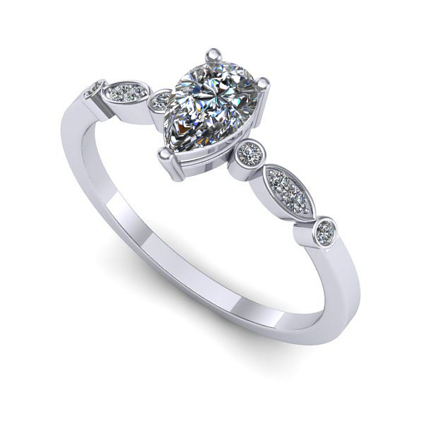 Inel de logodna din aur alb cu safir alb