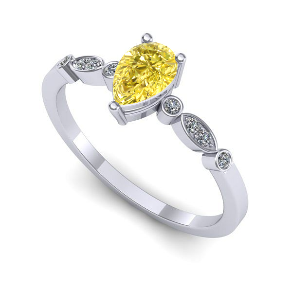 Inel din aur alb cu safir galben