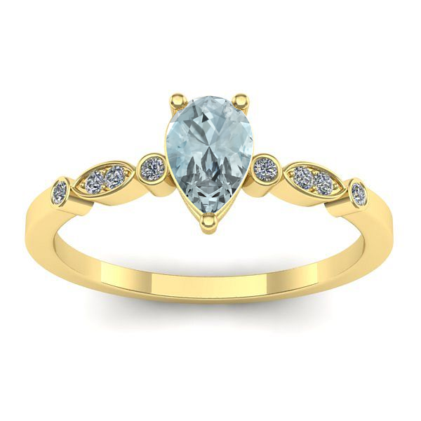 Inel logodna cu aquamarin lacrima