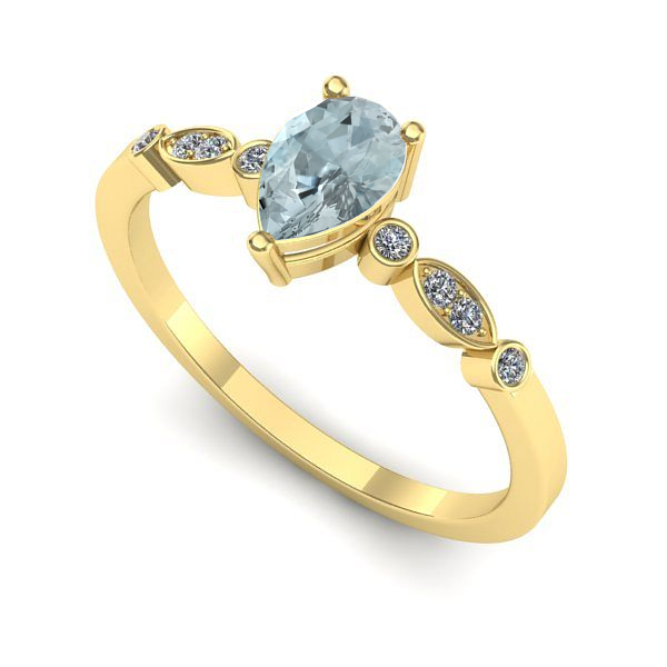 Inel din aur galben cu aquamarin