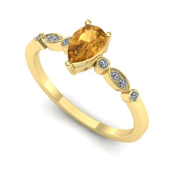 Inel logodna din aur galben cu citrin
