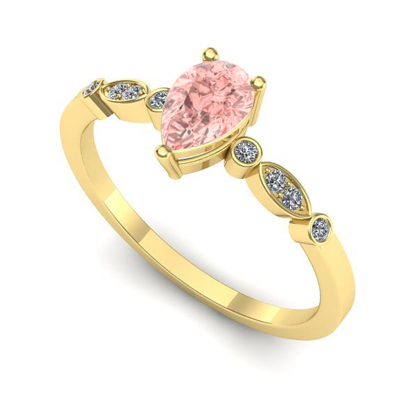 Inel logodna din aur galben cu diamant de laborator roz
