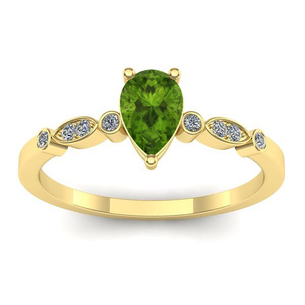 Inel de logodna cu peridot lacrima