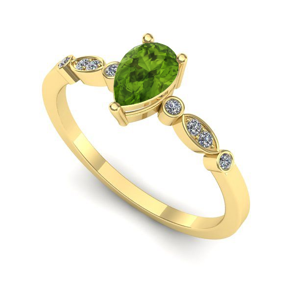 Inel logodna din aur galben cu peridot