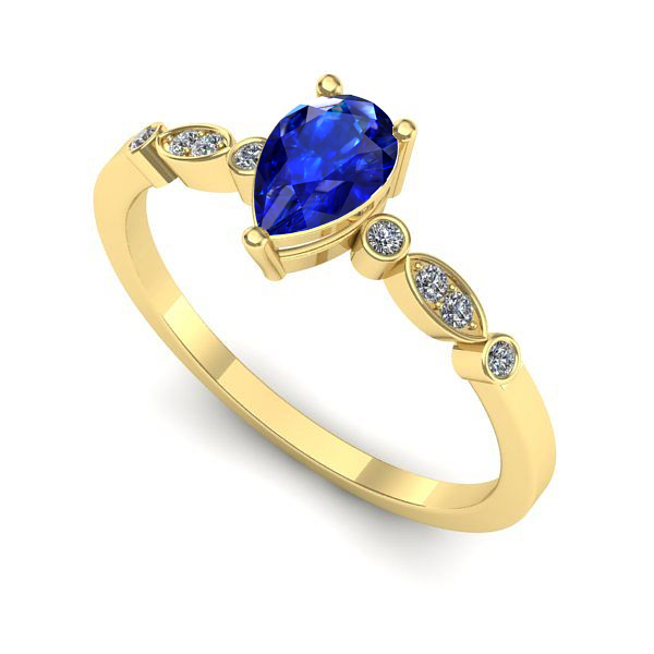 Inel logodna din aur galben cu safir