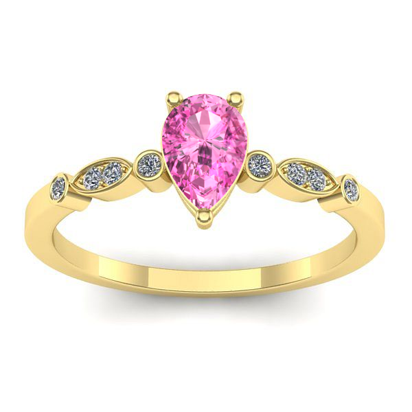 Inel logodna cu safir roz lacrima