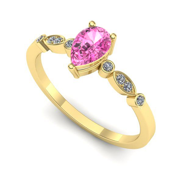Inel din aur galben cu safir roz