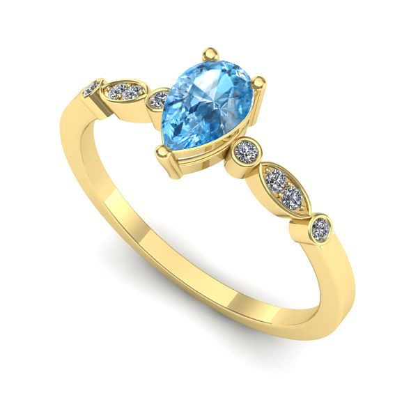 Inel din aur galben cu topaz blue