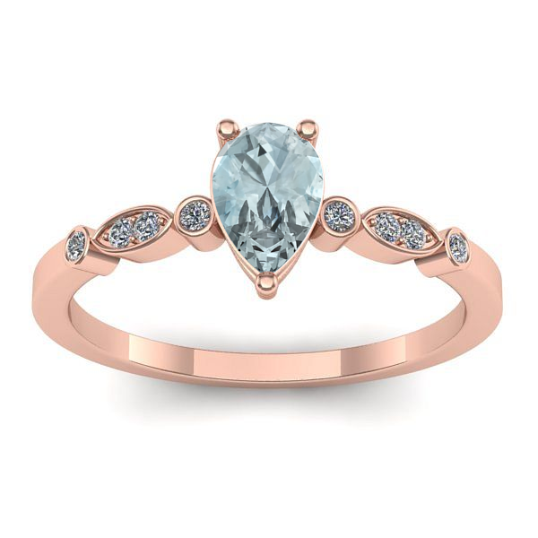 Inel de logodna cu aquamarin lacrima