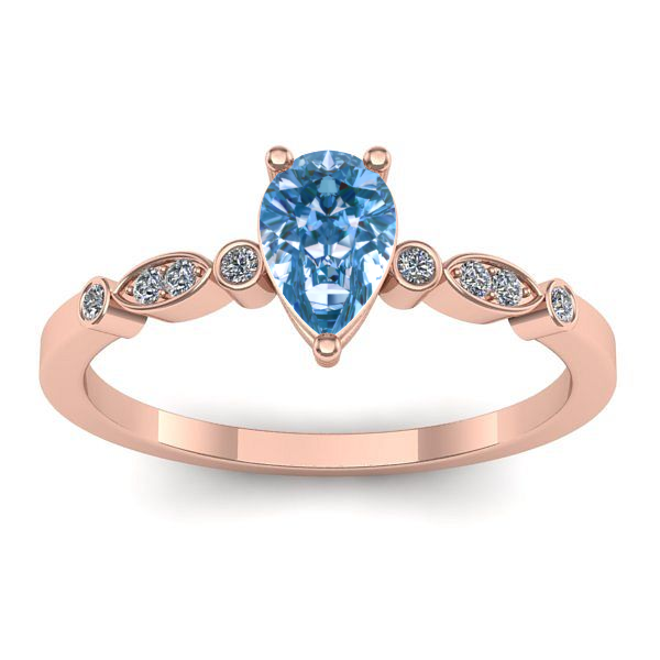 Inel logodna cu diamant de laborator albastru lacrima