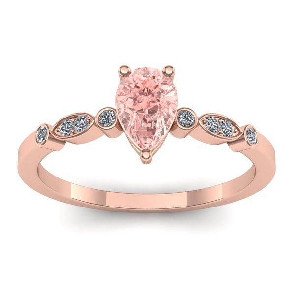 Inel de logodna cu diamant de laborator roz lacrima