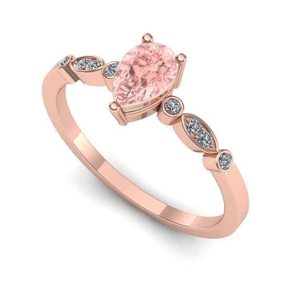 Inel logodna din aur roz cu diamant de laborator roz