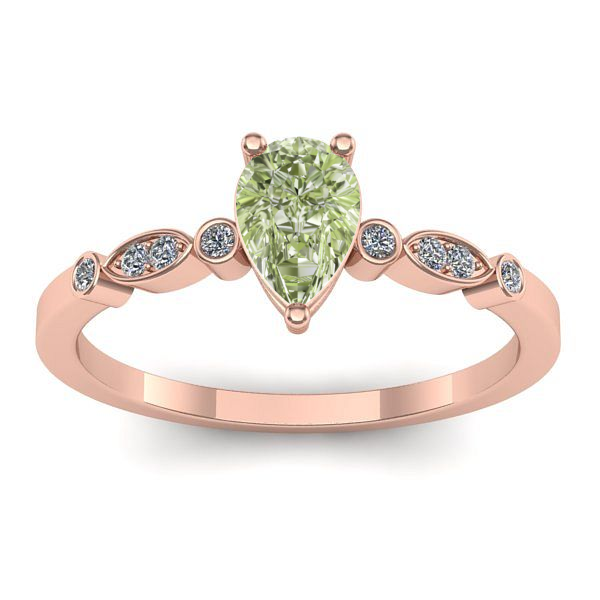 Inel cu diamant de laborator verde lacrima