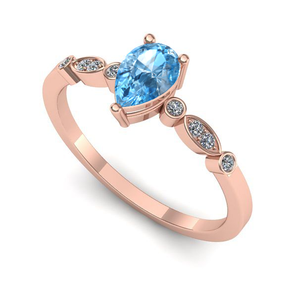 Inel din aur roz cu topaz blue