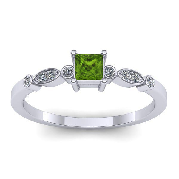 Inel cu peridot patrat