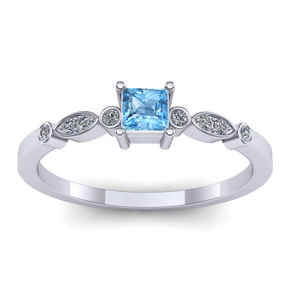 Inel cu topaz blue patrat