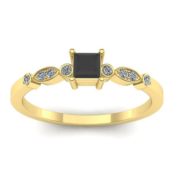 Inel de logodna cu diamant negru patrat