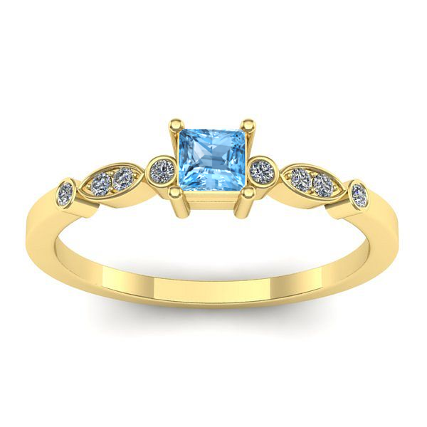 Inel logodna cu topaz blue patrat