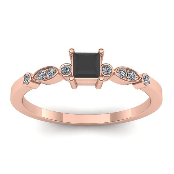 Inel de logodna cu diamant negru patrat