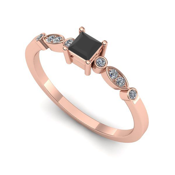 Inel logodna din aur roz cu diamant negru