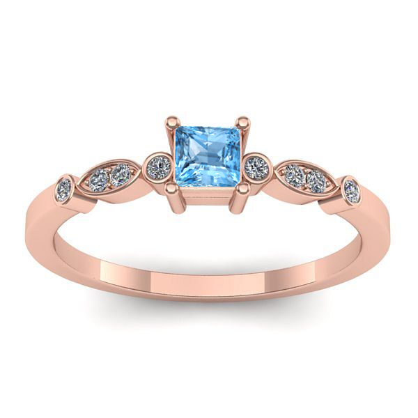 Inel cu topaz blue patrat