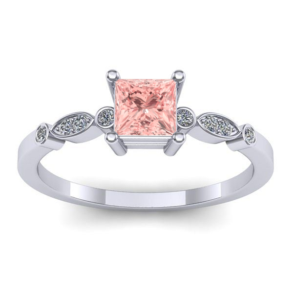 Inel de logodna cu diamant de laborator roz patrat