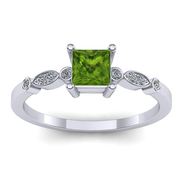 Inel cu peridot patrat