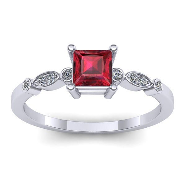 Inel de logodna cu rubin patrat