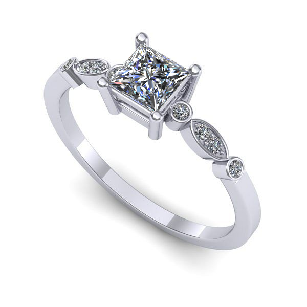 Inel din aur alb cu safir alb