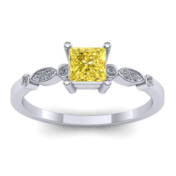 Inel cu safir galben patrat