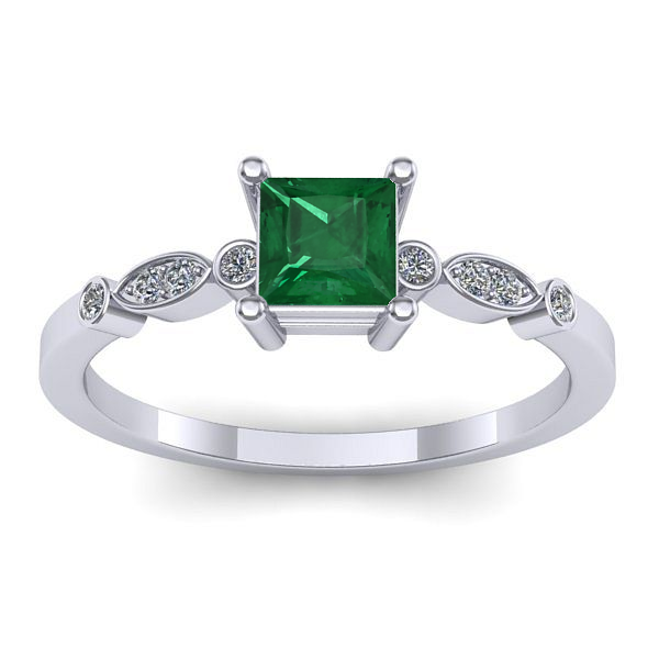 Inel cu smarald patrat