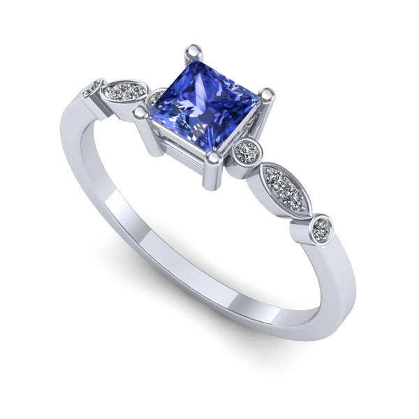 Inel din aur alb cu tanzanit