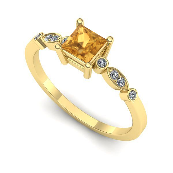 Inel din aur galben cu citrin
