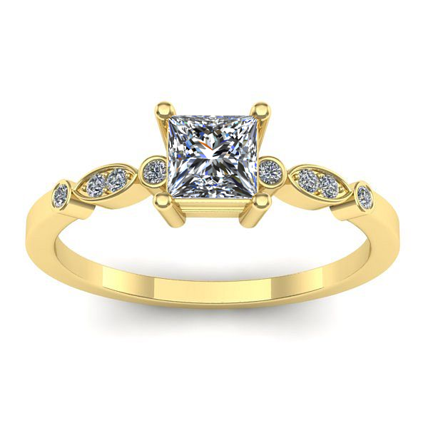 Inel cu diamant patrat