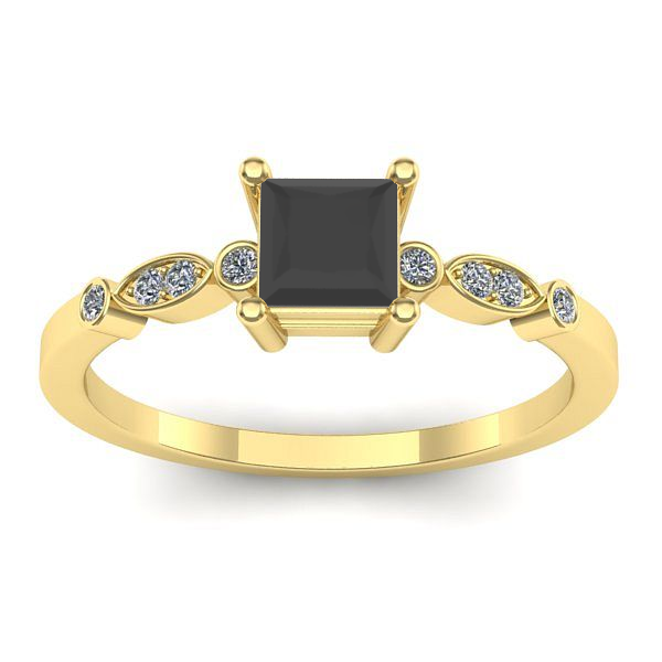 Inel de logodna cu diamant negru patrat