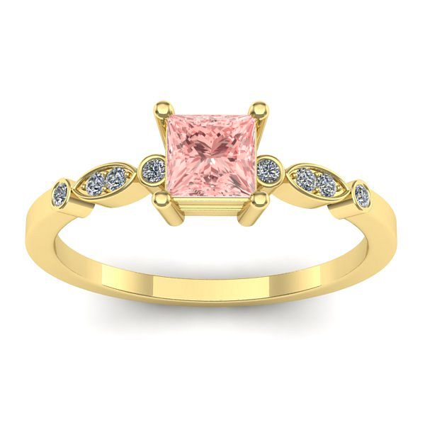 Inel logodna cu diamant de laborator roz patrat