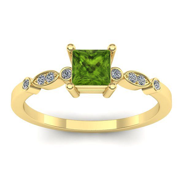 Inel cu peridot patrat