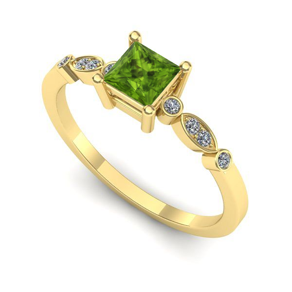 Inel logodna din aur galben cu peridot