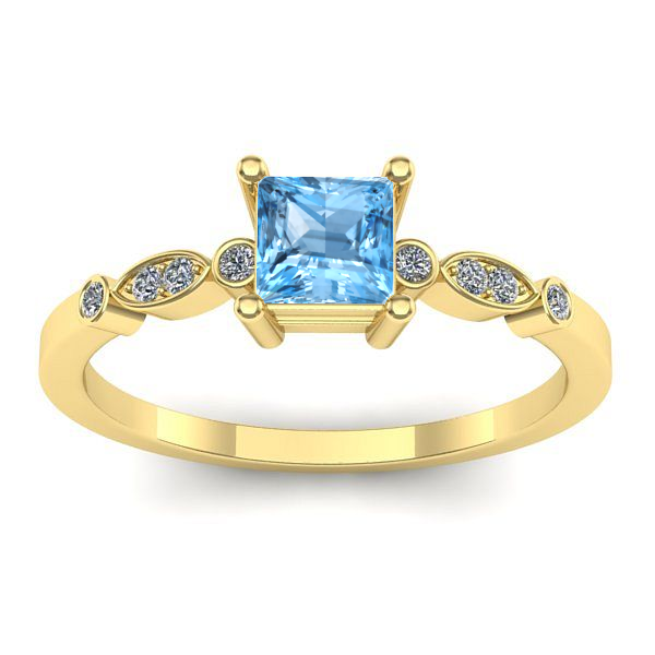 Inel logodna cu topaz blue patrat