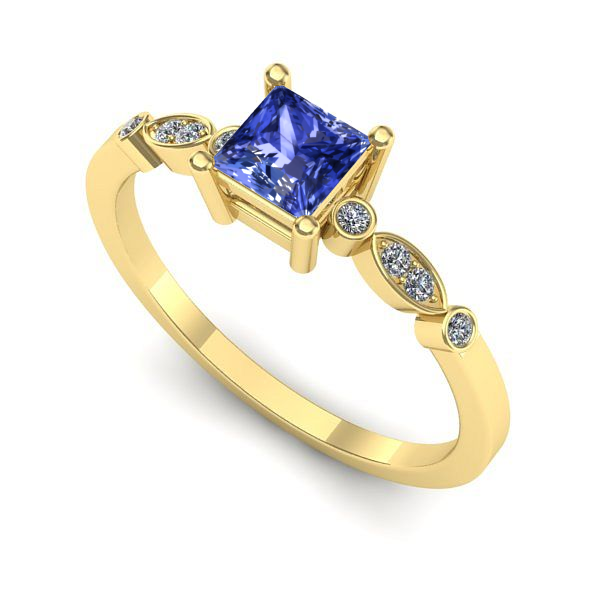 Inel de logodna din aur galben cu tanzanit