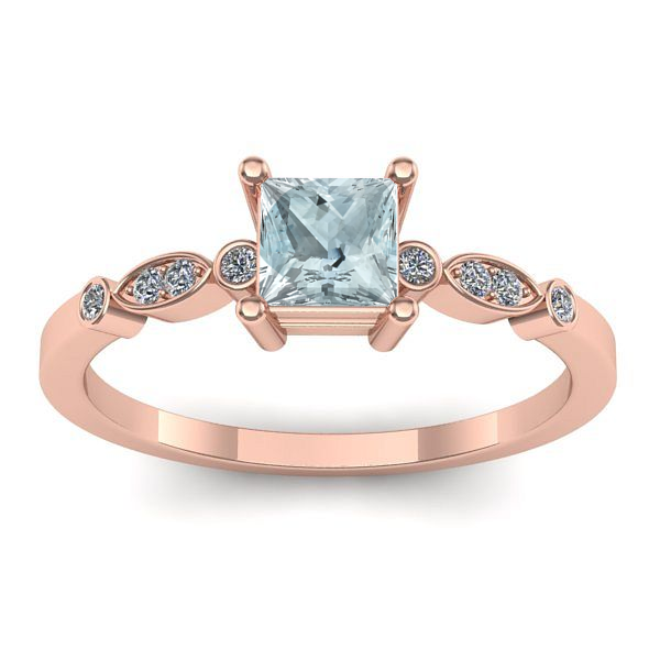 Inel logodna cu aquamarin patrat