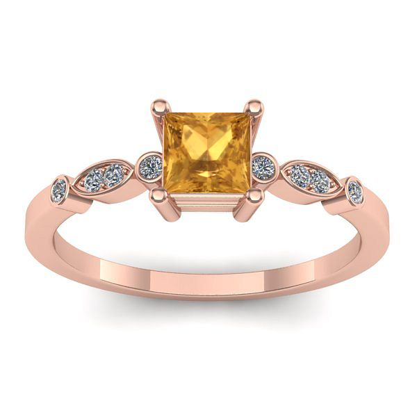 Inel cu citrin patrat